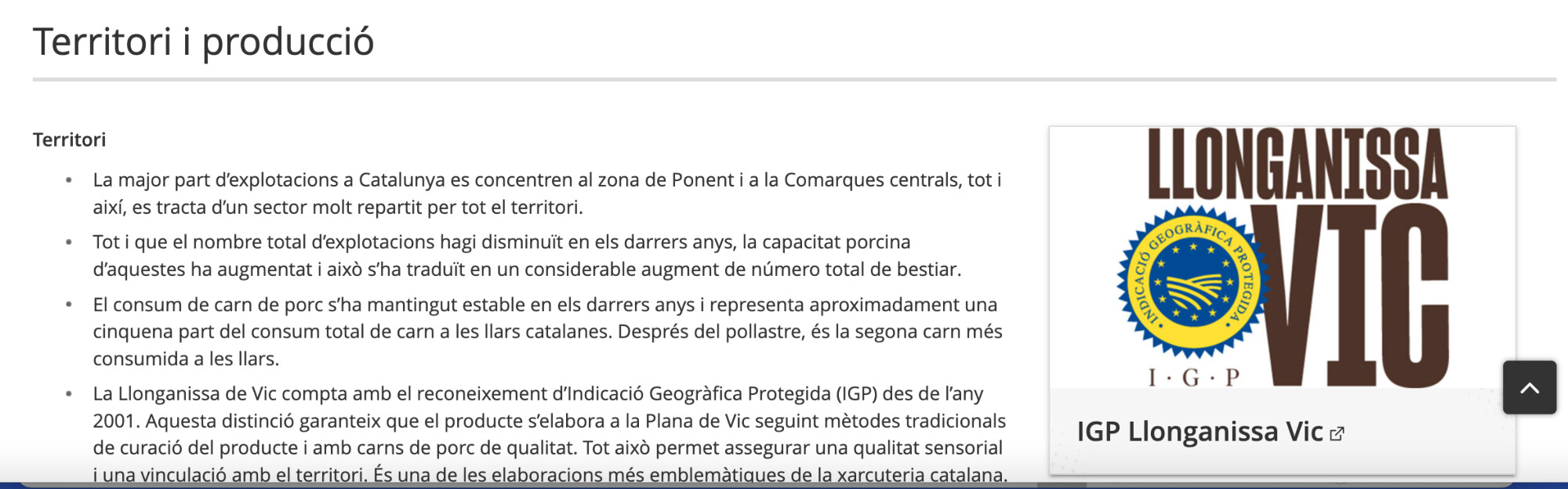 La IGP Llonganissa de Vic dins el Canal Aliments